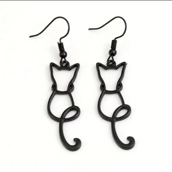 Jewelry - Black Cat-Shaped Earrings